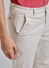 Cream Plain Stretch Lean Fit Trouser