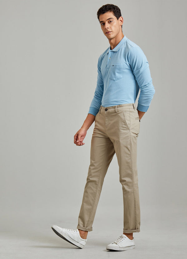 Grey Solid Stretch Slim Fit Trouser
