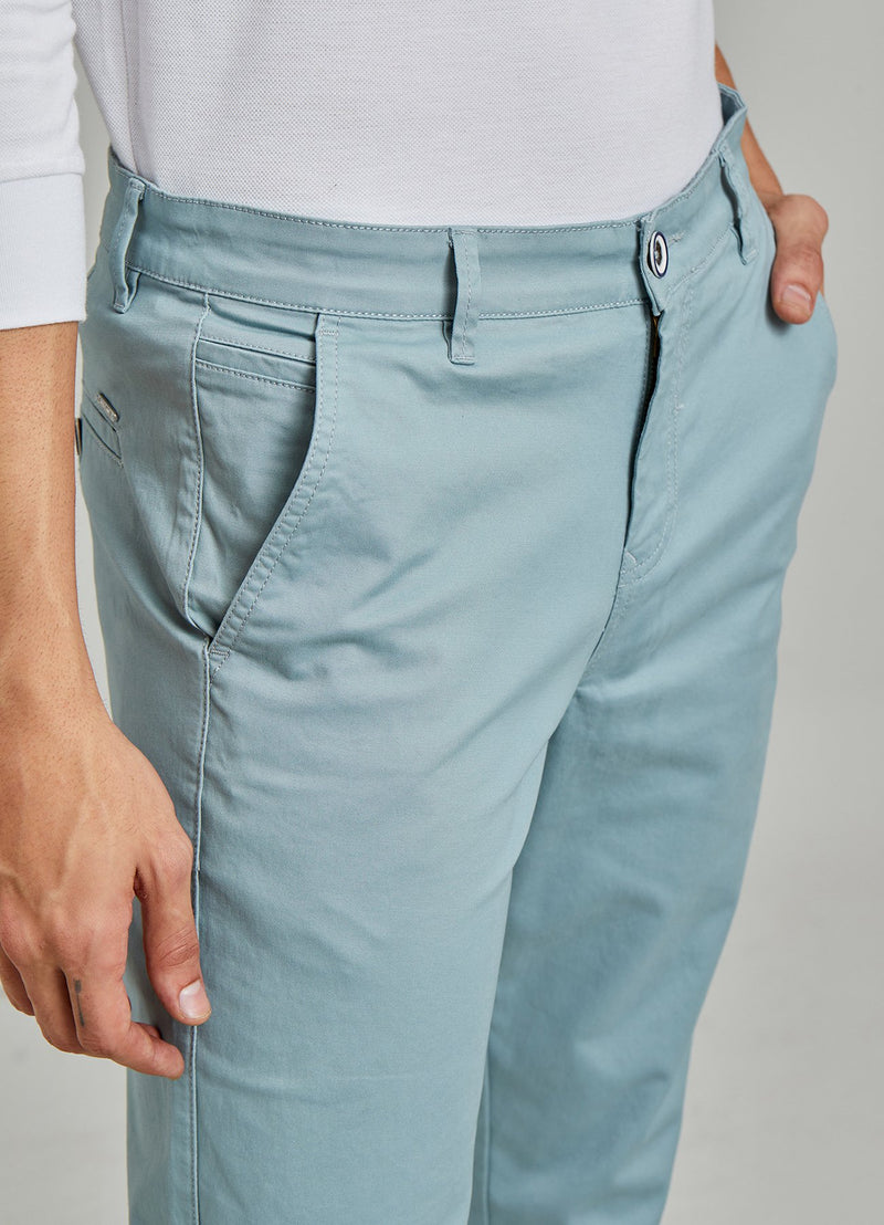 Grey Solid Stretch Slim Fit Trouser