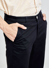 Black Plain Stretch Lean Fit Trouser