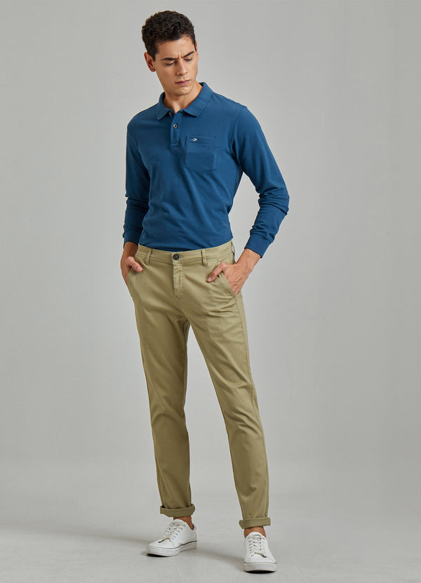 Green Plain Stretch Lean Fit Trouser
