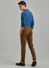 Brown Solid Stretch Slim Fit Trouser