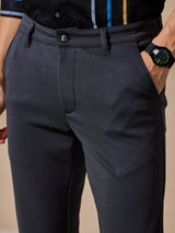 Grey 4-Way Stretch Textured Trouser
