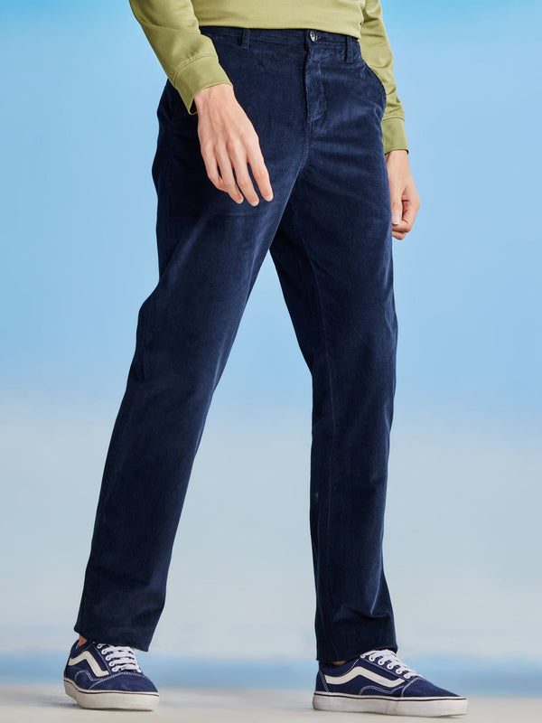 Navy Corduroy Stretch Trouser