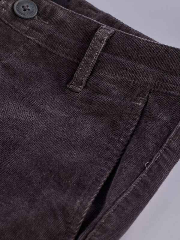 Black Relaxed Fit Corduroy Stretch Trouser
