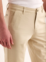 Cream Stretch Slim Fit Trouser