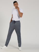 Navy Melange Solid Casual Track Pant