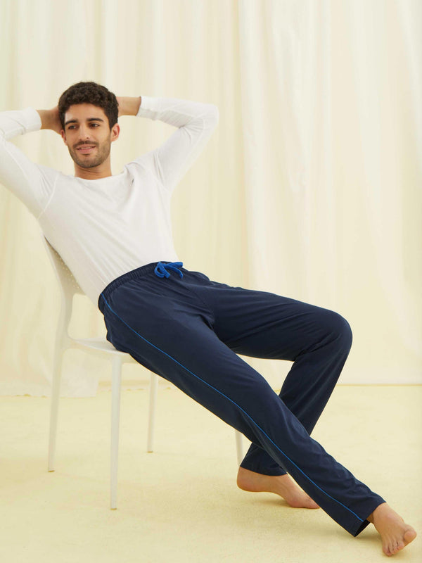 Navy Plain Casual Track Pant