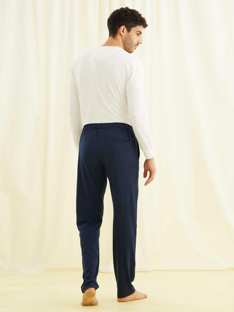 Navy Solid Casual Track Pant