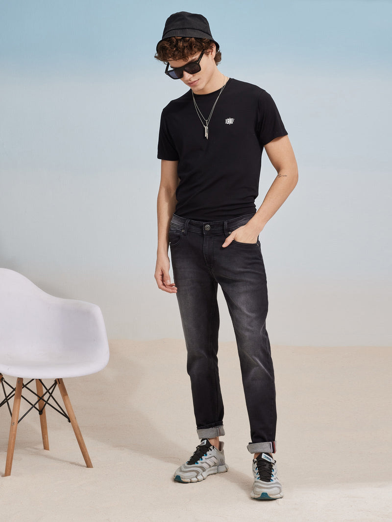 Black Solid Stretch Jeans