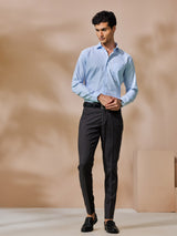 Dark Grey Stretch Plain Formal Trouser