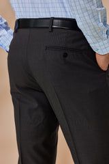 Dark Grey Stretch Solid Formal Trouser