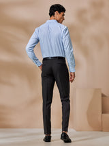 Dark Grey Stretch Plain Formal Trouser