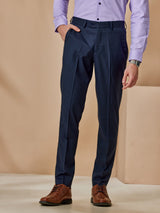 Blue Stretch Plain Formal Trouser