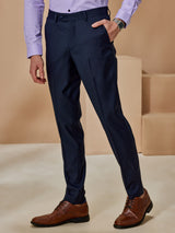 Blue Stretch Plain Formal Trouser