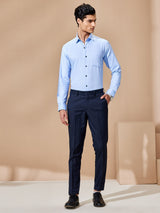 Navy Stretch Solid Formal Trouser