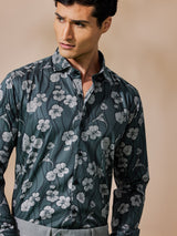 Green Printed Party Wear Shirt