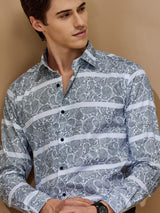 White Printed Party Wear Shirt