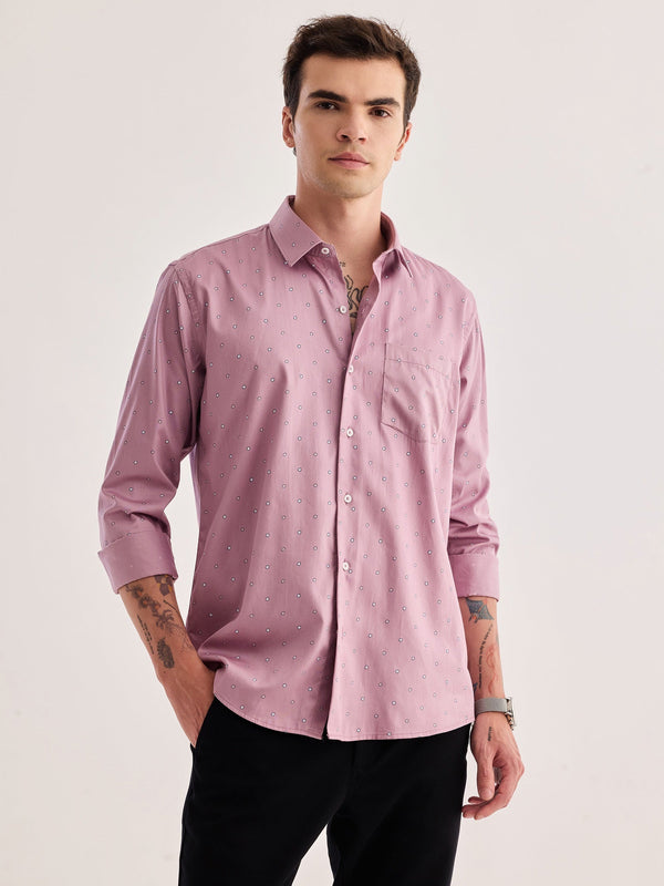 Purple Printed Party Wear Shirt