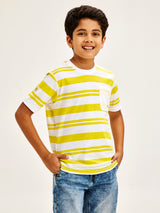Yellow Pure Cotton Striped T-Shirt