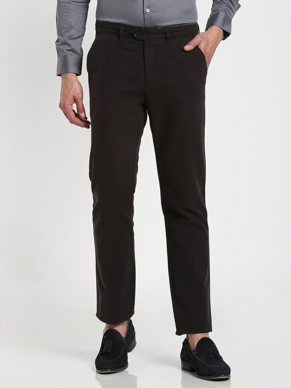 Grey Solid Stretch Trouser
