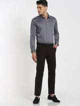 Grey Plain Stretch Trouser