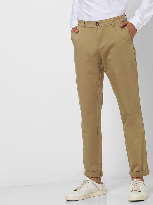 Khaki Plain Stretch Lean Fit Trouser
