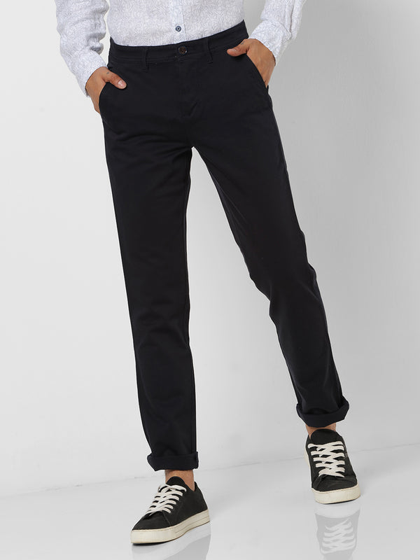 Navy Plain Stretch Lean Fit Trouser