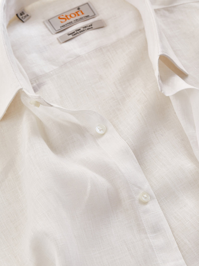 White Linens Solid Shirt