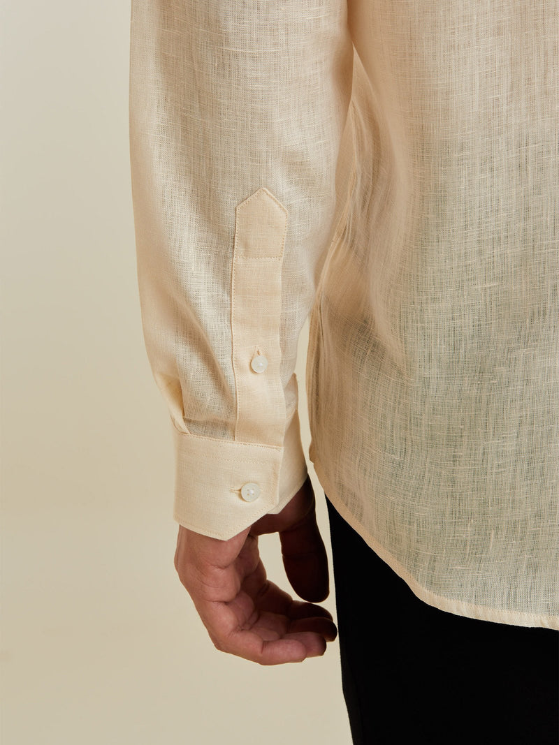 Cream Linen Solid Shirt