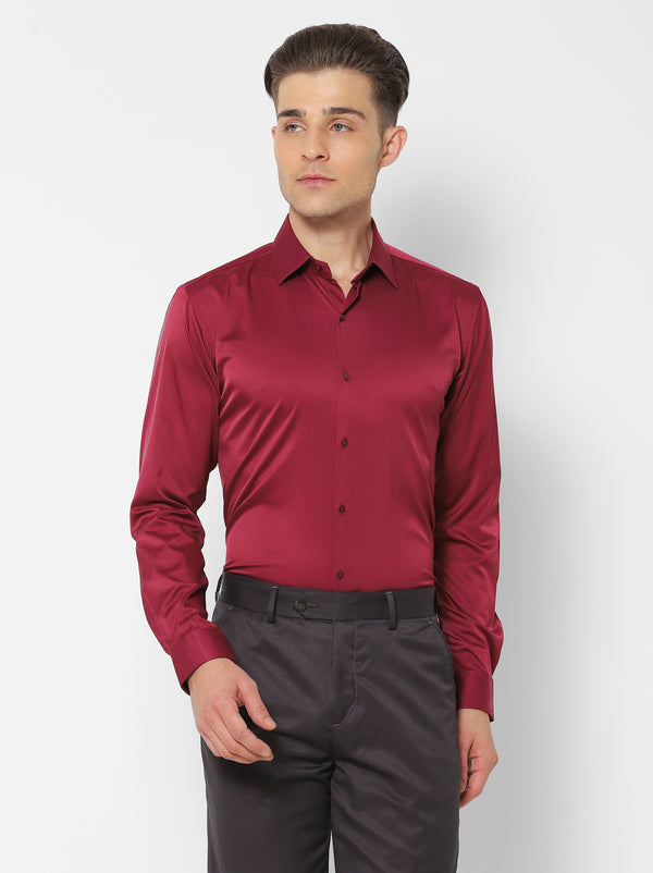 Red Solid Stretch Party Wear Shirt