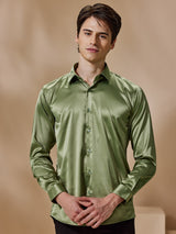 Green Satin Party Wear Shirt