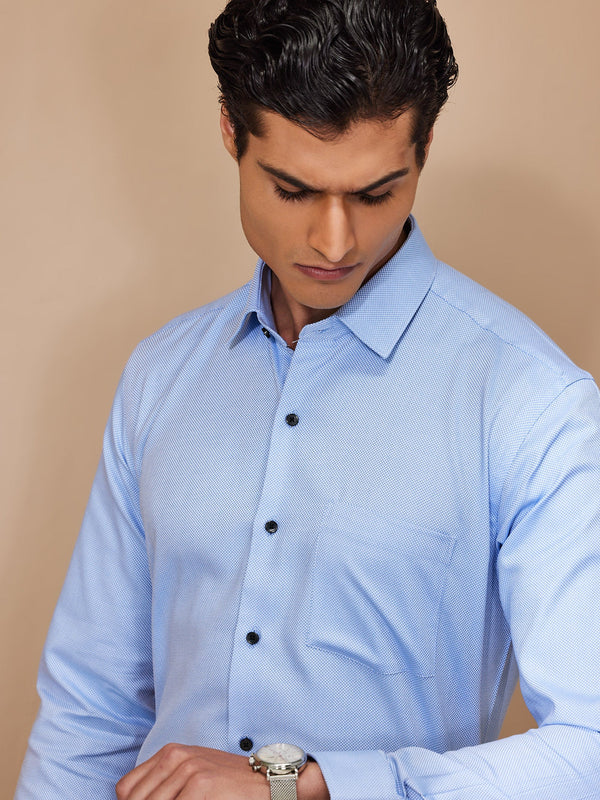 Buy Textured Formal Shirt with Long Sleeves and Button Closure