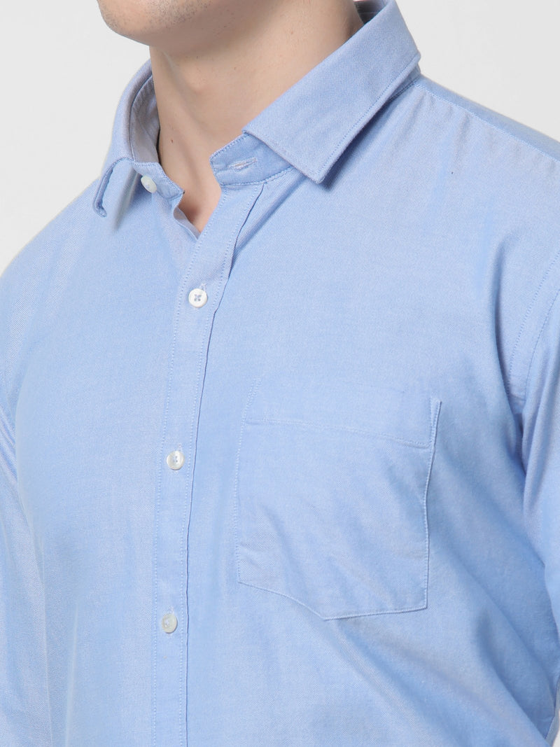 Blue Solid Business Casual Shirt