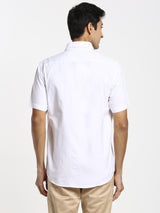 White Solid Business Casual Shirt