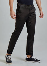 Brown Printed Stretch Lean Fit Trouser