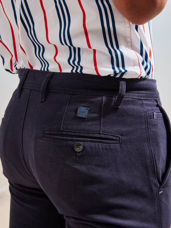Navy Printed Trouser