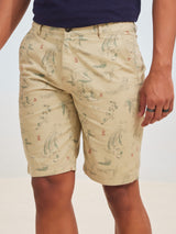 Khaki Printed Shorts