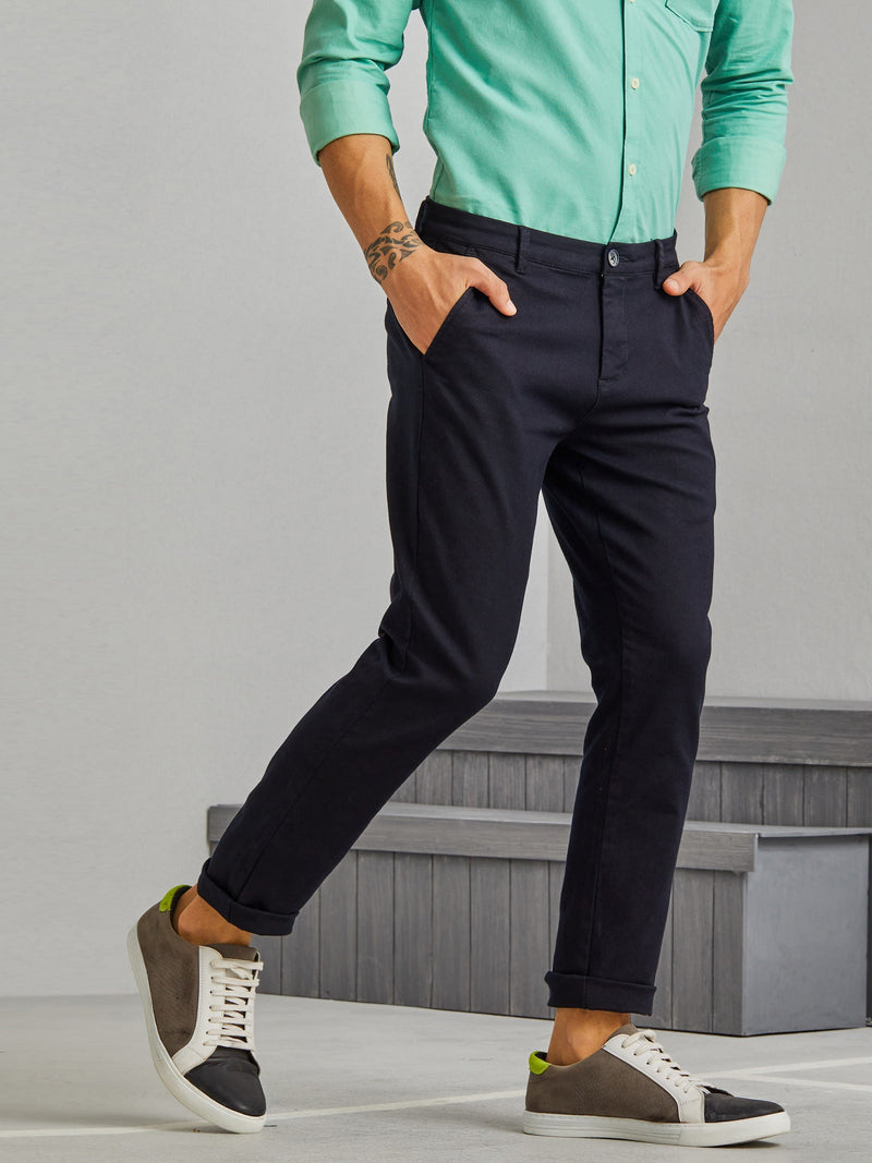 Navy Solid Stretch Trouser
