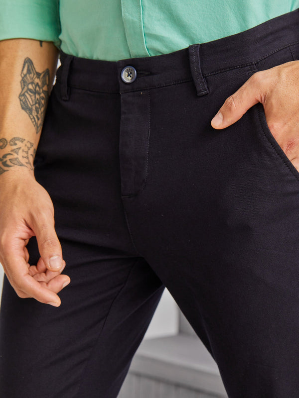 Navy Plain Stretch Trouser