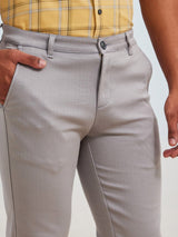 Grey Printed Stretch Trouser