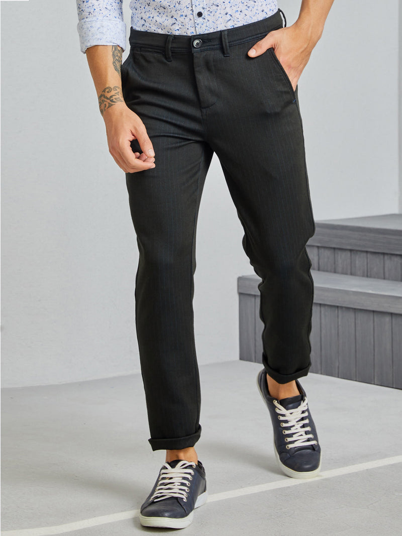 Black Striped Stretch Trouser