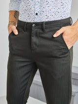 Black Striped Stretch Trouser