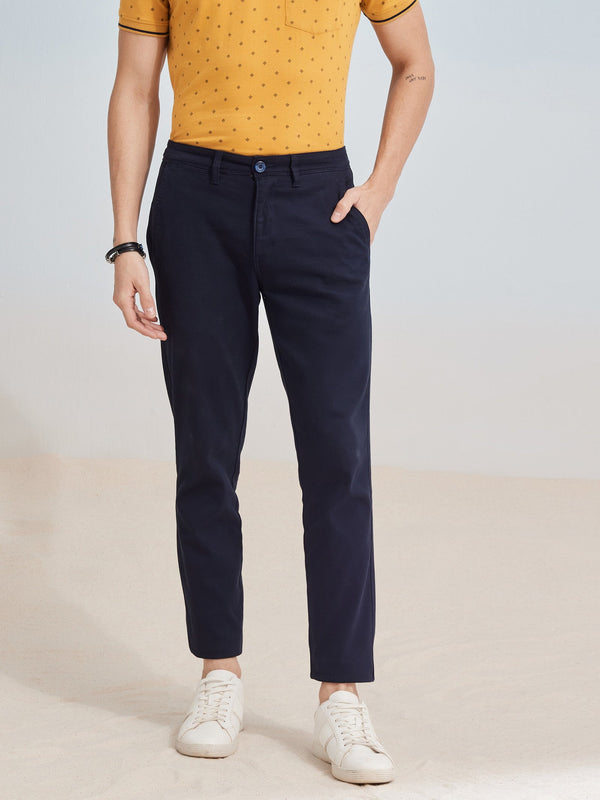 Navy Solid Stretch Track Pant