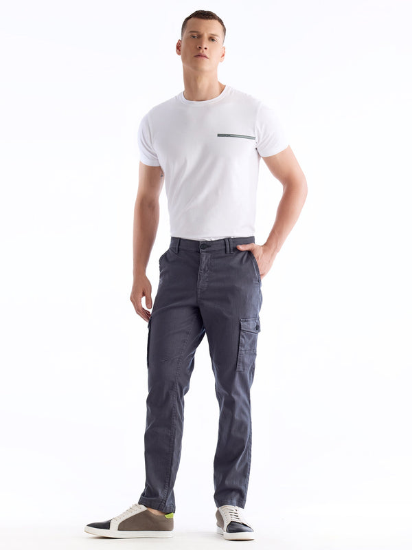 Grey Slim Fit Cargo Trousers