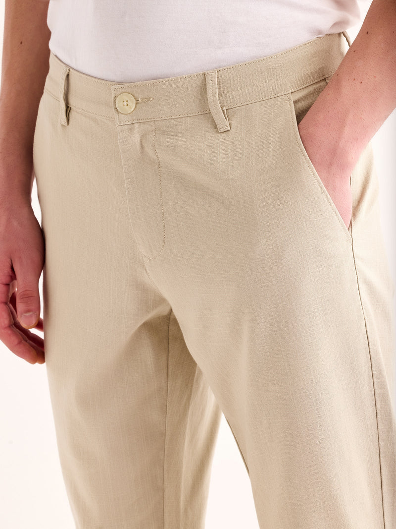 Cream Slim Fit Trouser