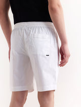 White Solid Stretch Short