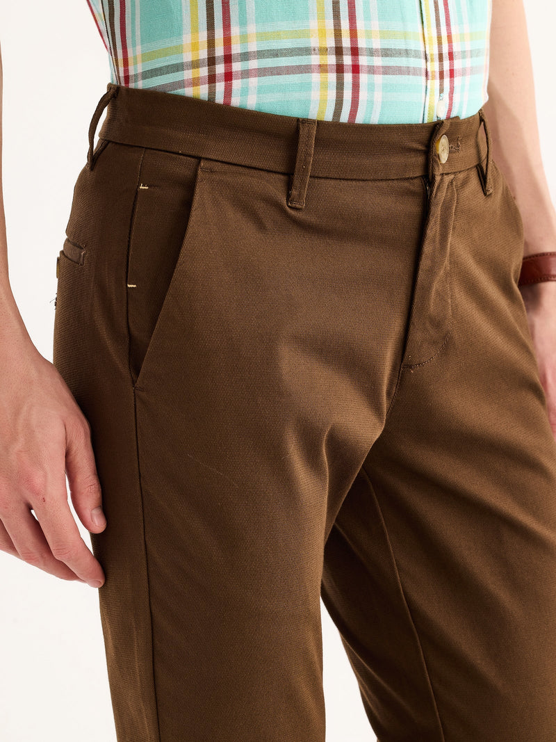 Brown Stretch Slim Fit Trouser