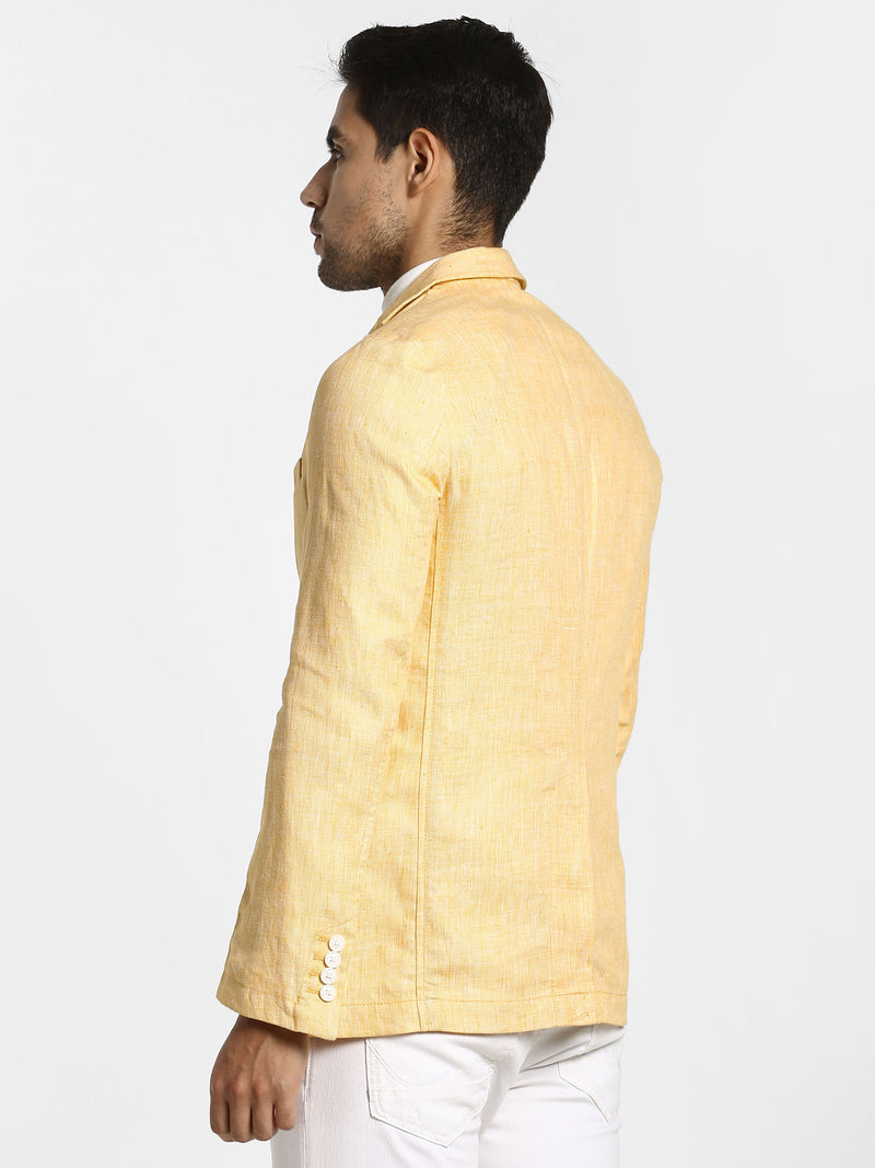 Yellow Printed Linen Blazer