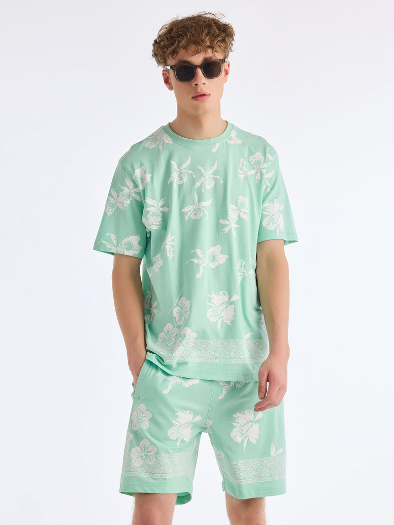 Green Printed Pure Cotton Co-Ords